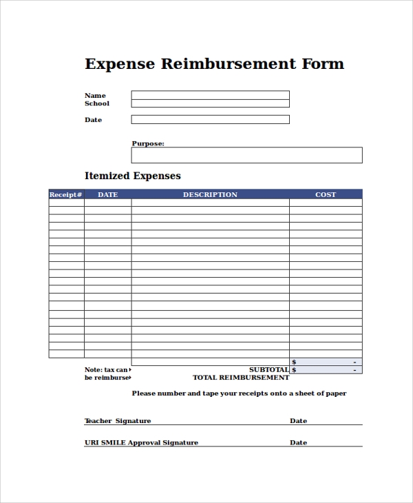 Free Printable Expense Reimbursement Forms Printable Forms Free Online