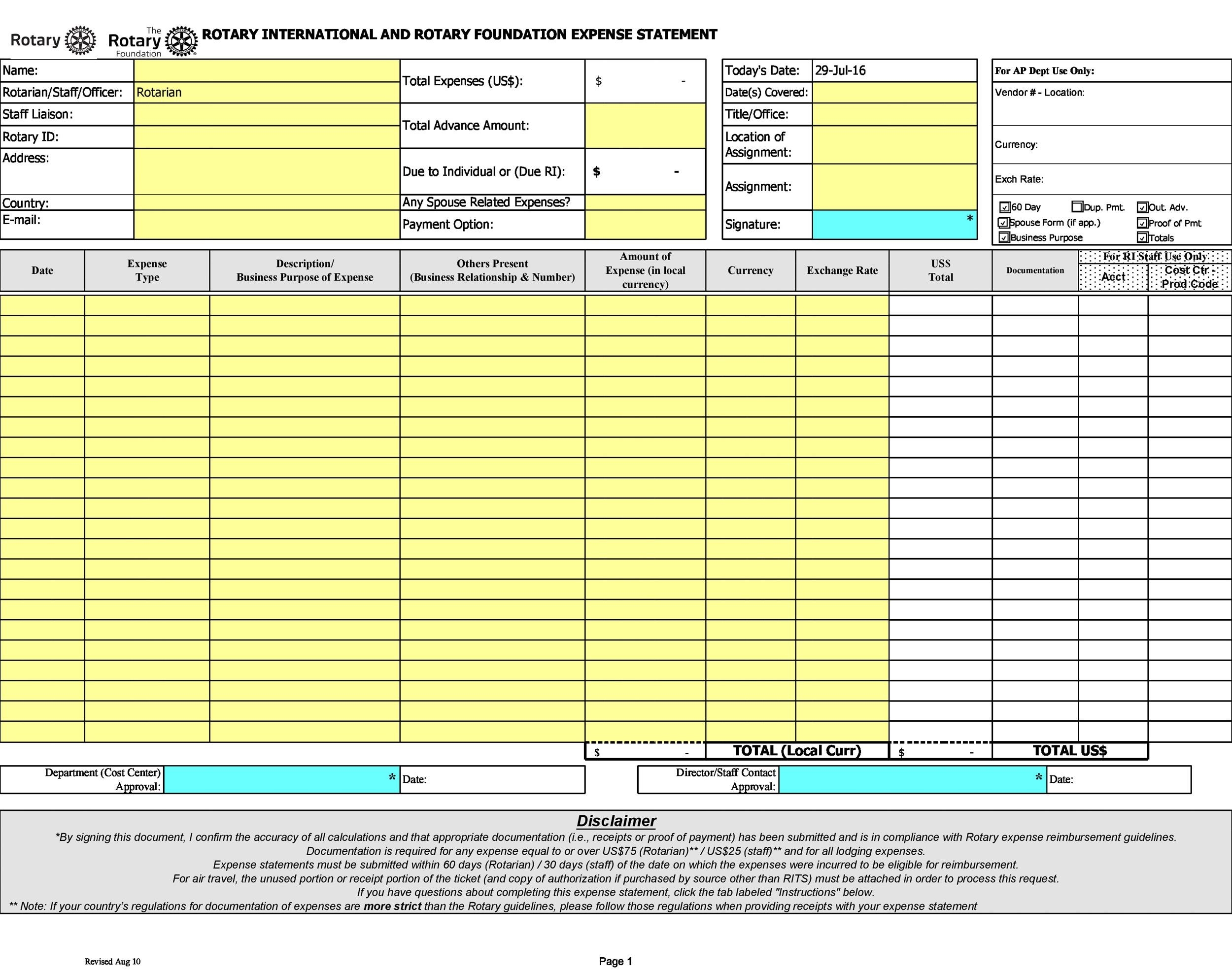 Free Printable Expense Report Form Printable Forms Free Online