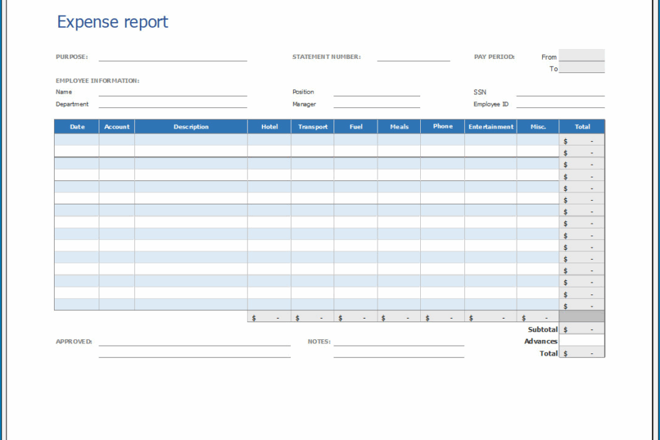 Free Printable Expense Report Forms For Tax Purposes Printable Forms