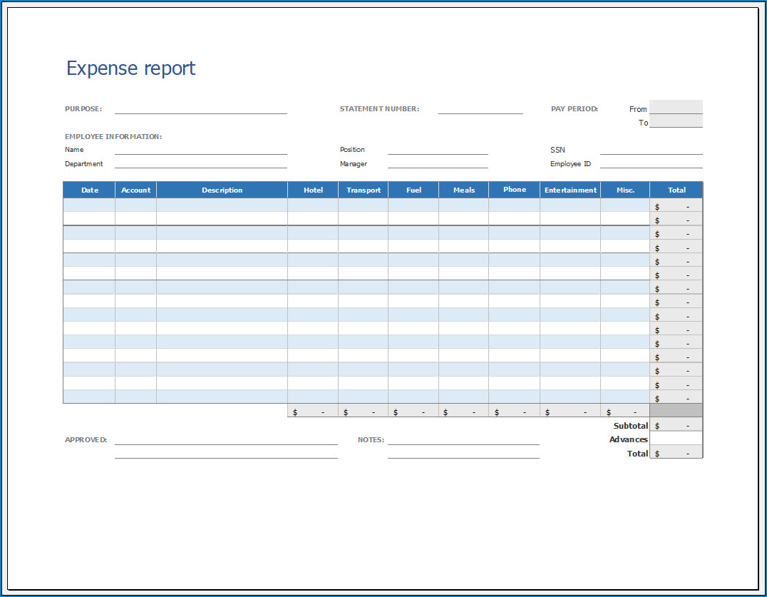 Free Printable Expense Report Template Free Printable Expense Report Template