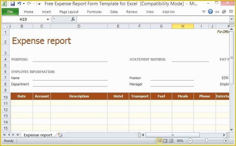 Free Printable Expense Reports Templates Of Free Expense Report Form 
