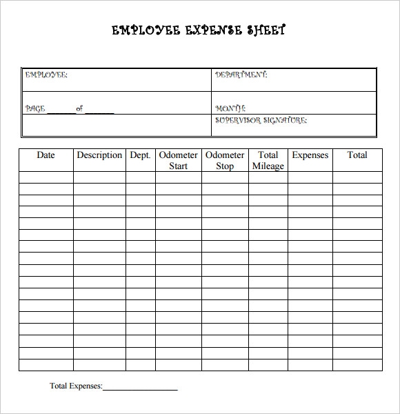 Free Printable Expense Sheet Template Free Templates Printable
