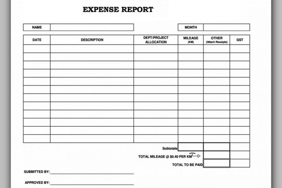 Free Printable Expenses Forms Printable Forms Free Online