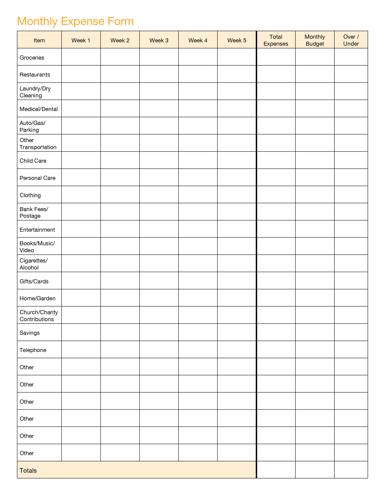 Free Printable Income And Expense Form Free Printable