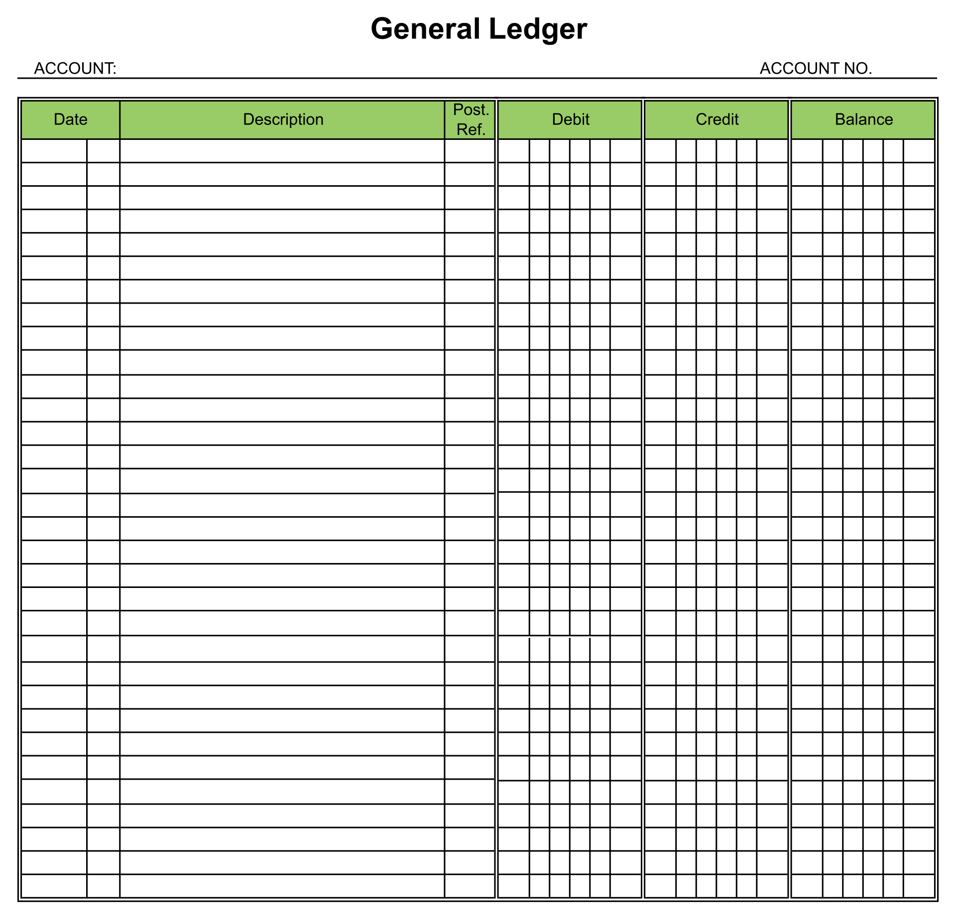 Free Printable Ledger Balance Sheet Printable Blank World