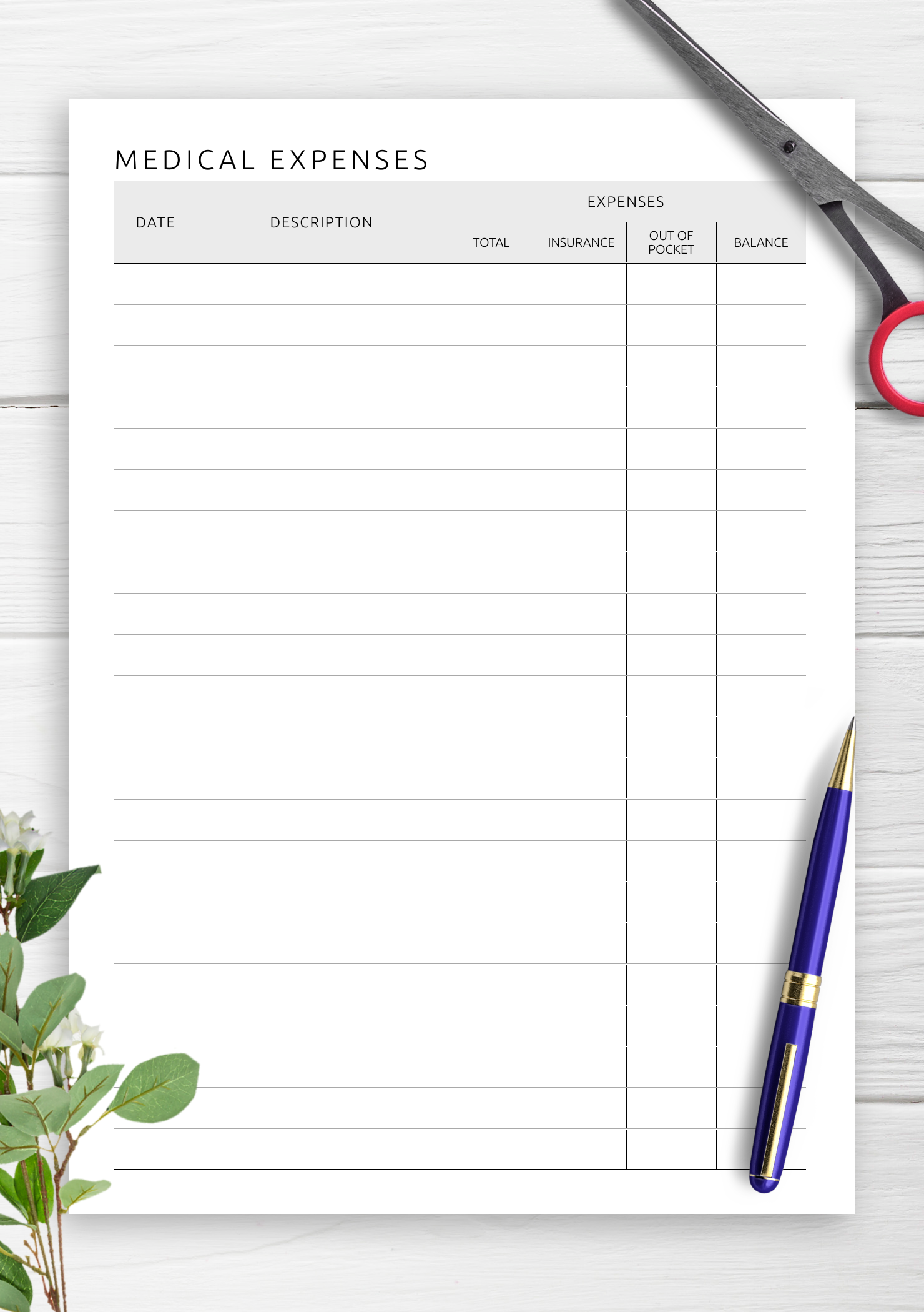 Free Printable Medical Expense Log Free Printable