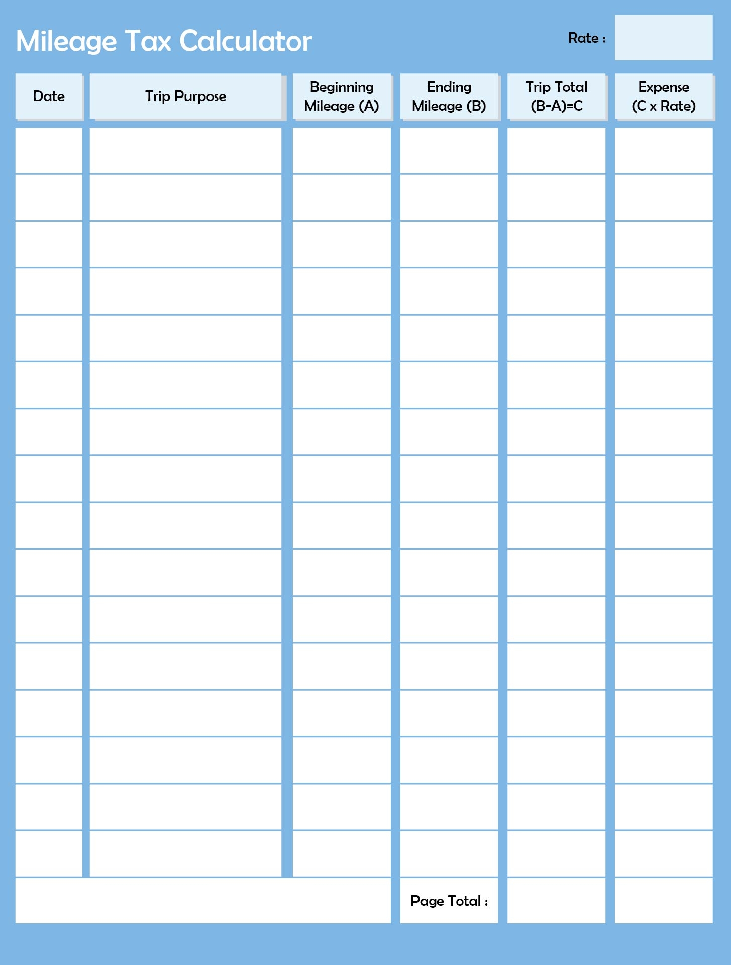 Free Printable Mileage Tracker Form Printable Forms Free Online