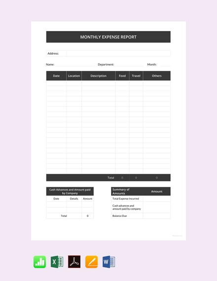 Free Printable Monthly Business Expense Sheet Beryaero