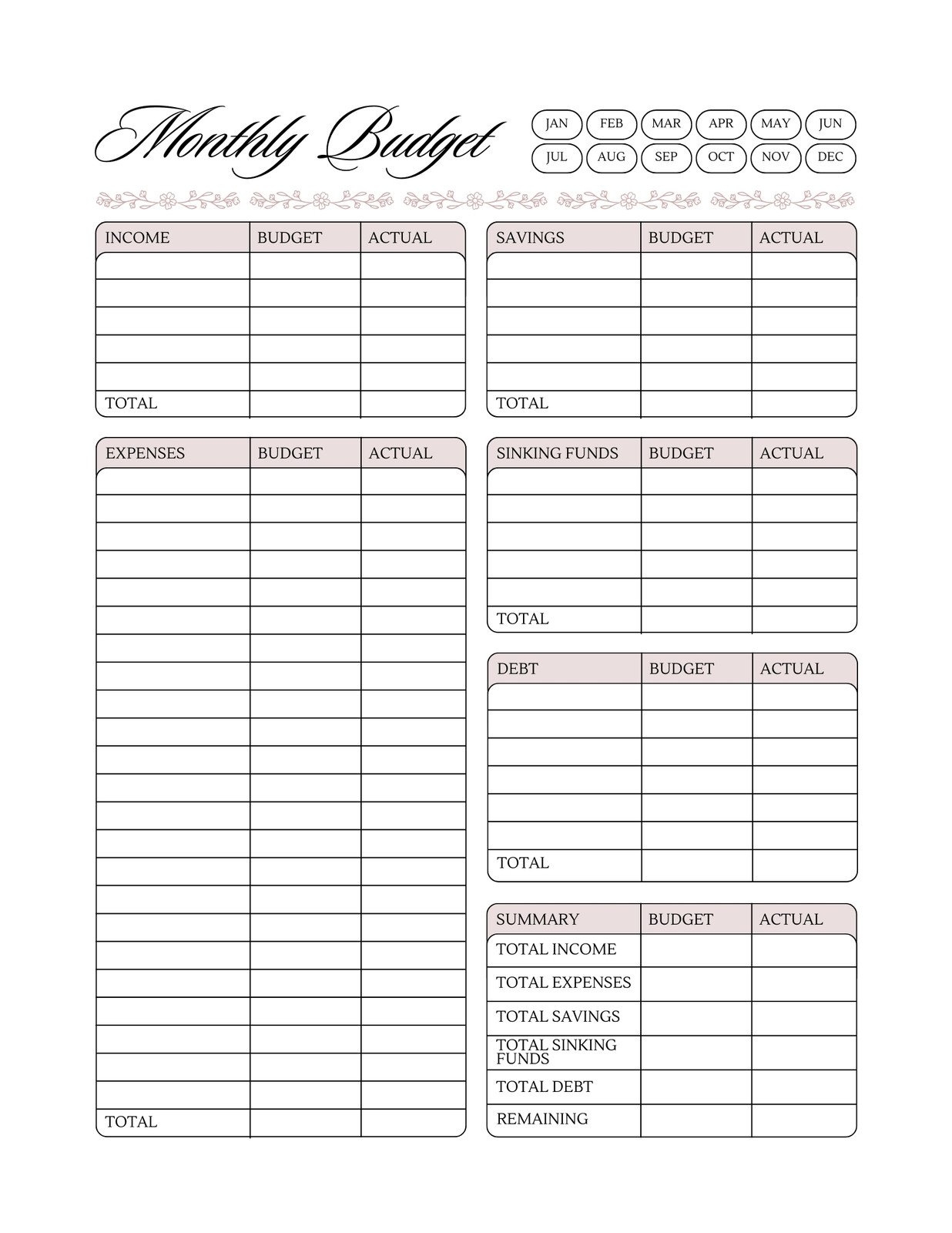 Free Printable Monthly Expenses Worksheet FREE Printable A Z