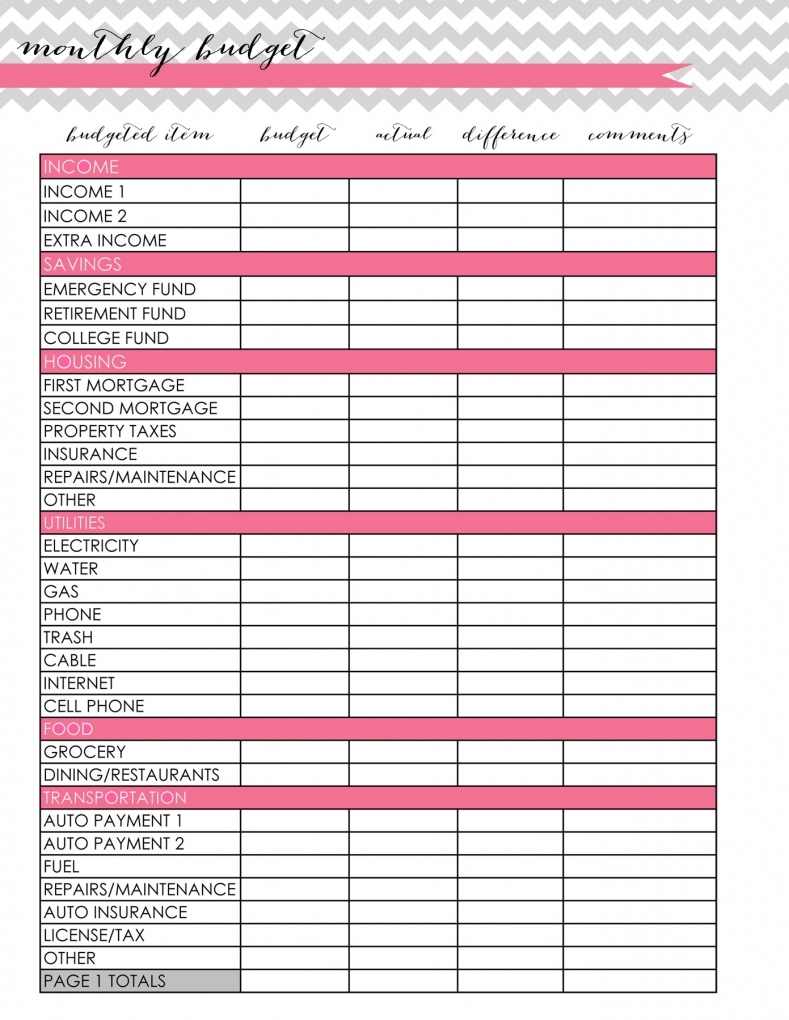Free Printable Monthly Expenses Worksheet Printable Worksheets