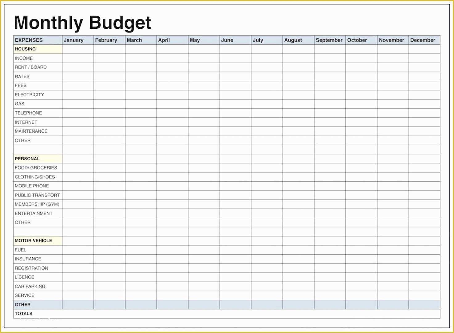 Free Printable Personal Budget Template Of Blank Monthly Bud Template 