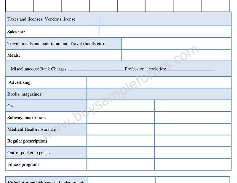 Free Printable Small Business Expense Forms Printable Forms Free Online
