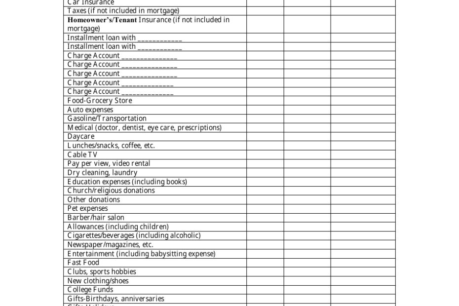 Free Printable Template For Income And Expenses Vsadry