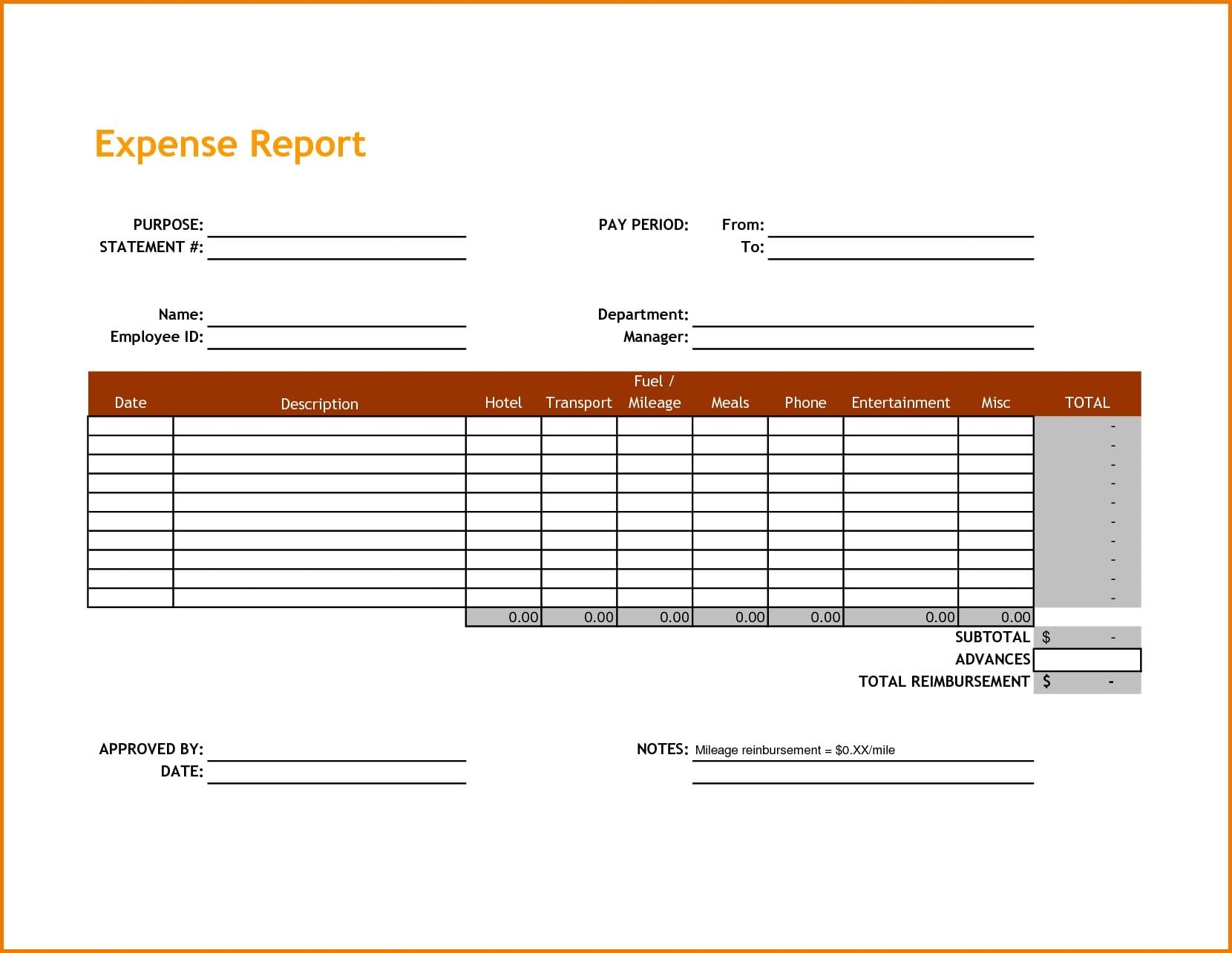 Free Printable Travel Expense Form Printable Forms Free Online
