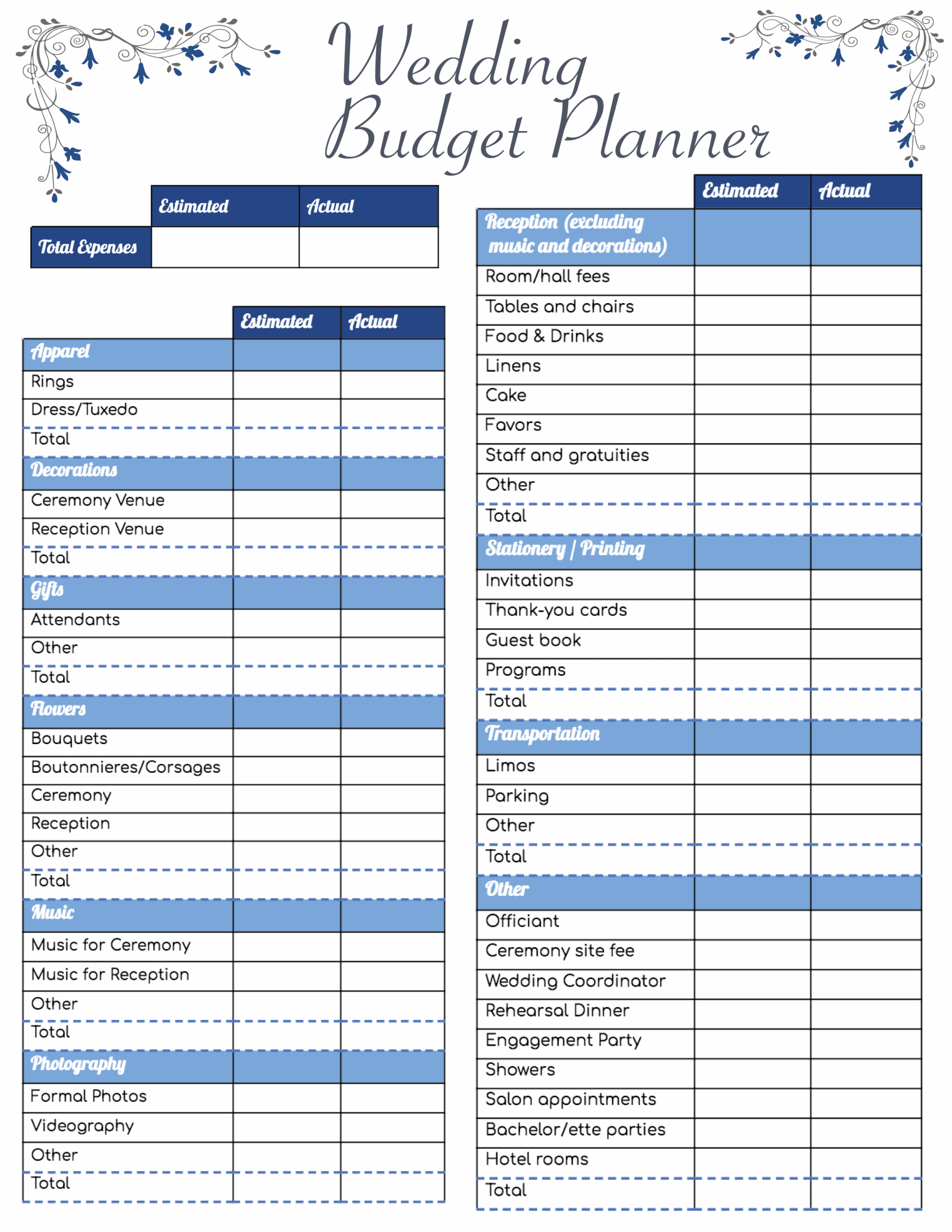Free Printable Wedding Budget Template Printable Templates