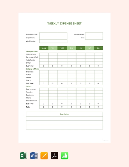 Free Printable Weekly Expense Sheet