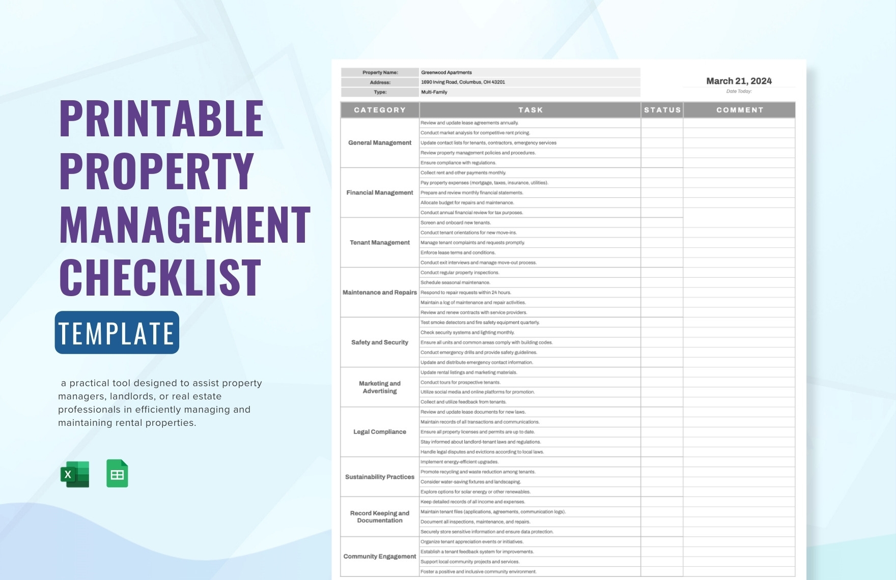 FREE Property Management Templates Download In Excel Google Sheets