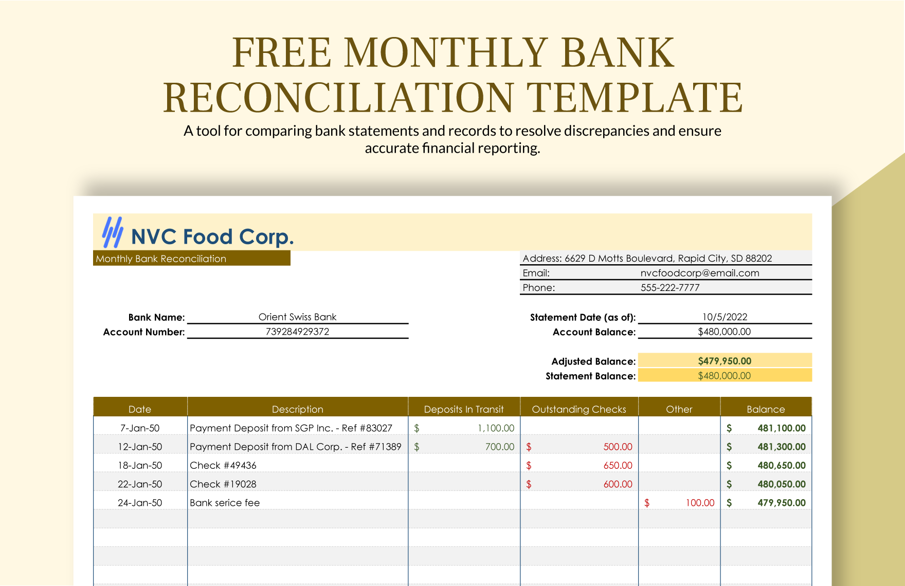 FREE Reconciliation Excel Template Download Template