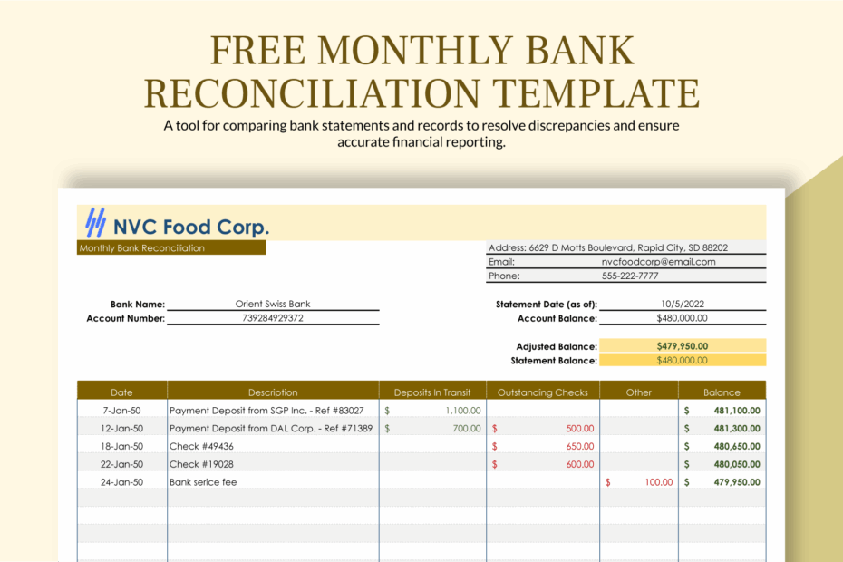 FREE Reconciliation Excel Template Download Template