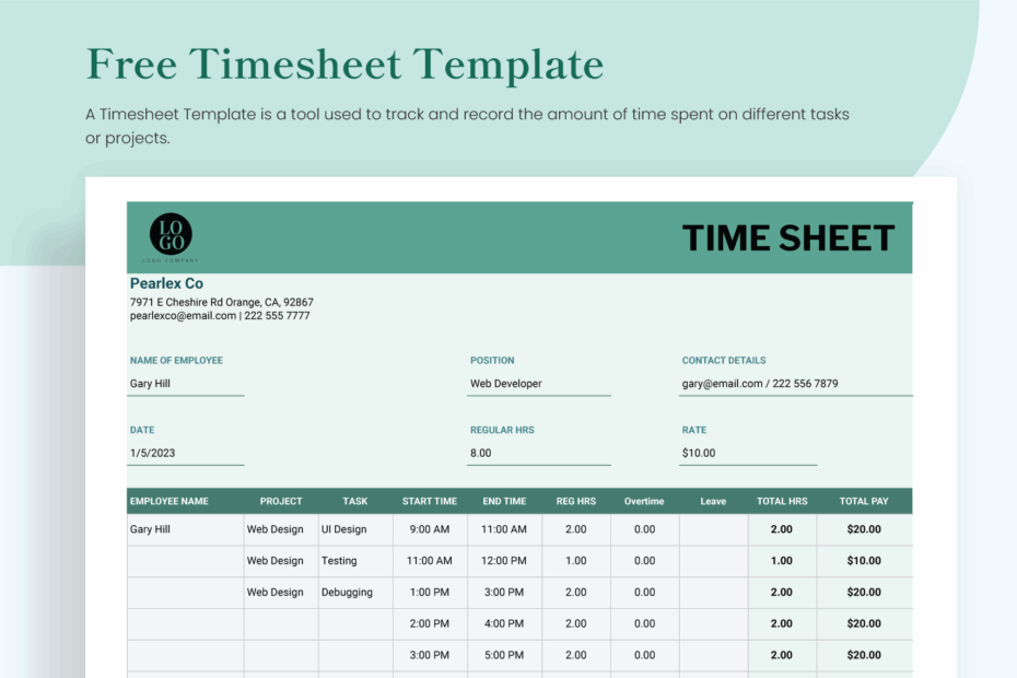 FREE Timesheet Excel Template Download In Word Google Docs Excel