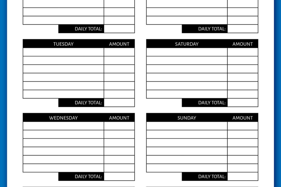 Free Weekly Expense Tracker Printable Digital Templates