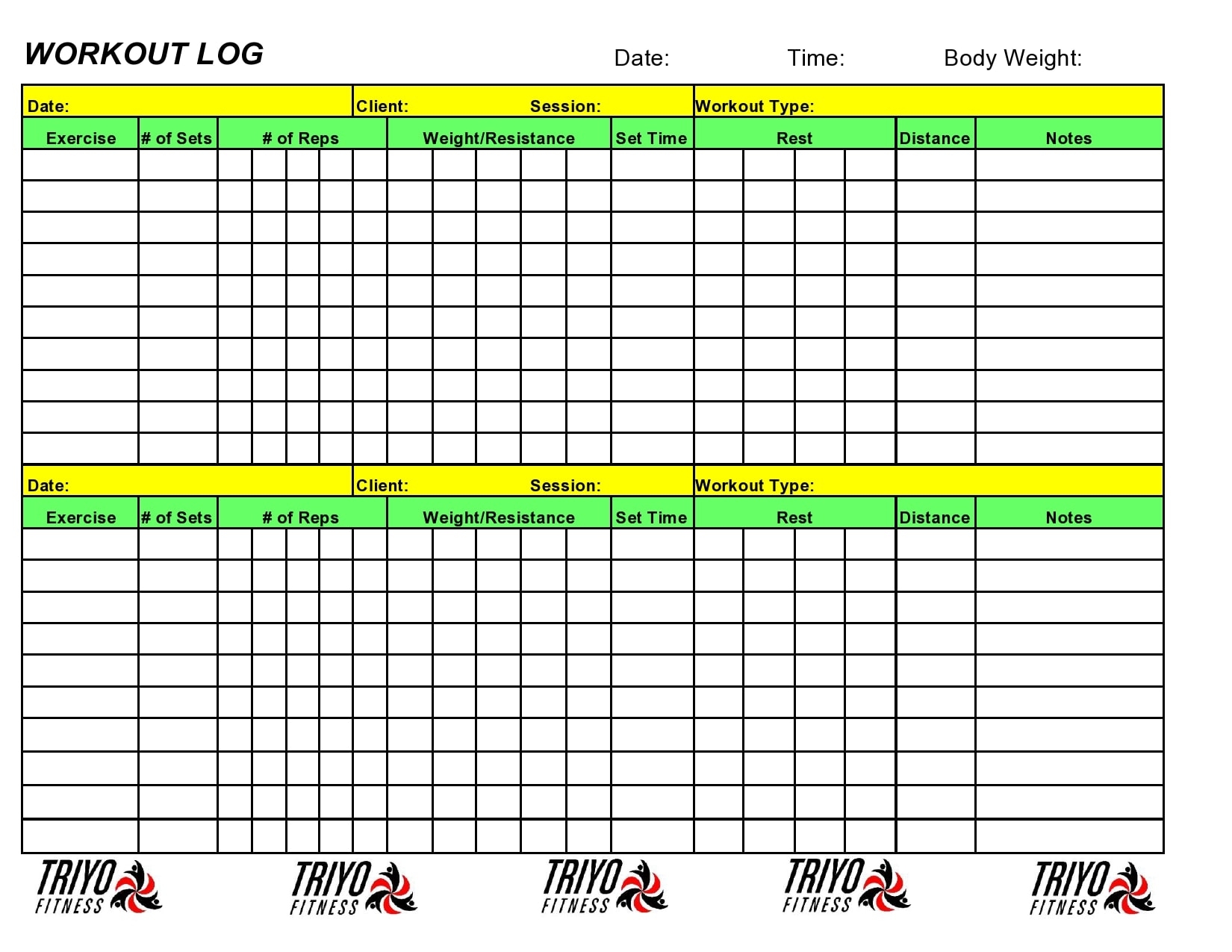 Free Workout Log Template Excel Infoupdate