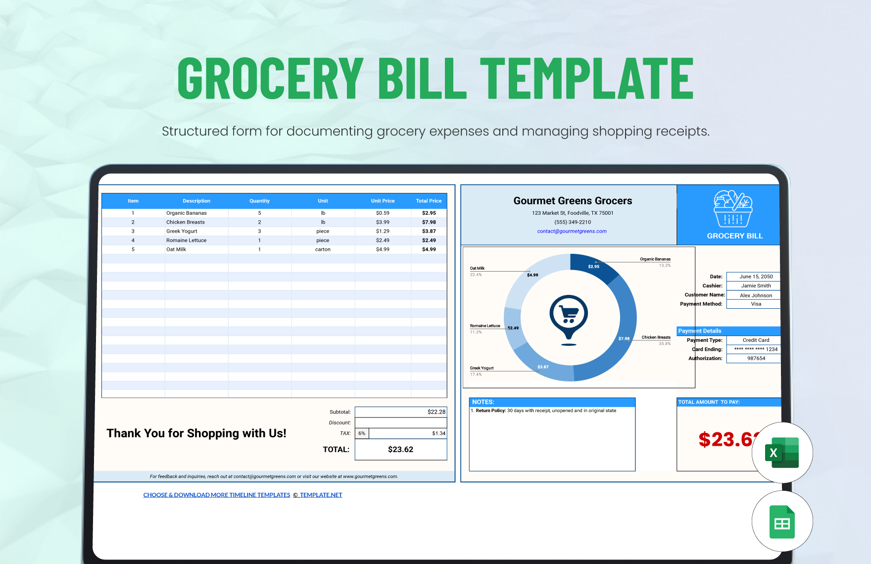 Grocery Templates In Excel FREE Download Template