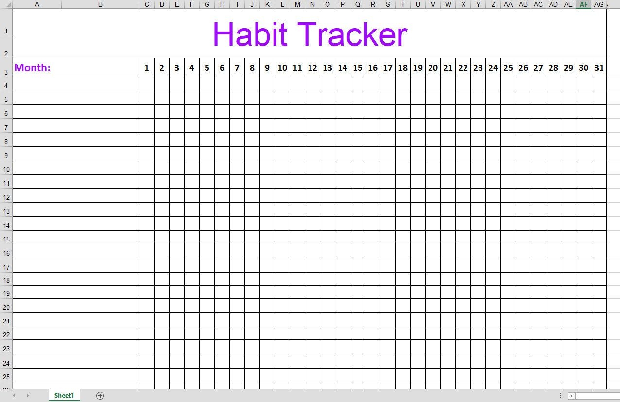 Habit Tracker Excel Template
