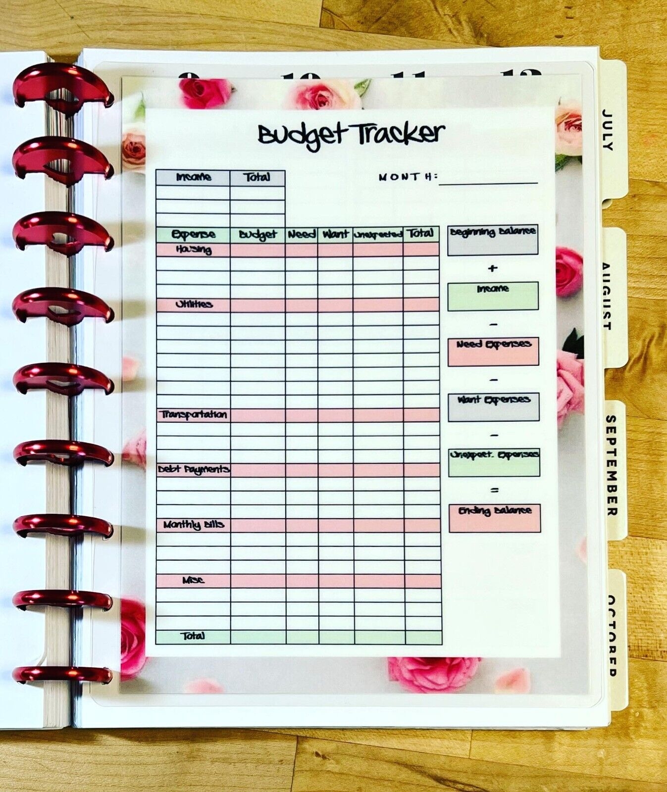 Happy Planner Expense Tracker Half Sheet Printable Sergsys