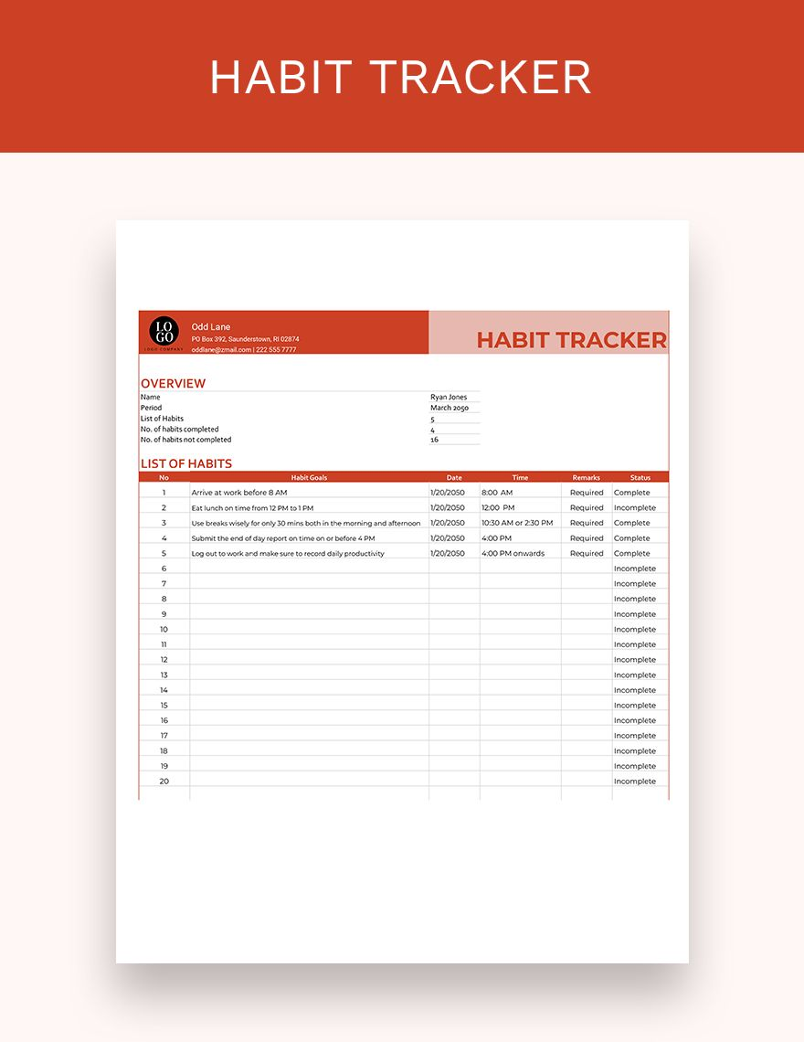 Have A Tips About Excel Habit Tracker Template Babyegg
