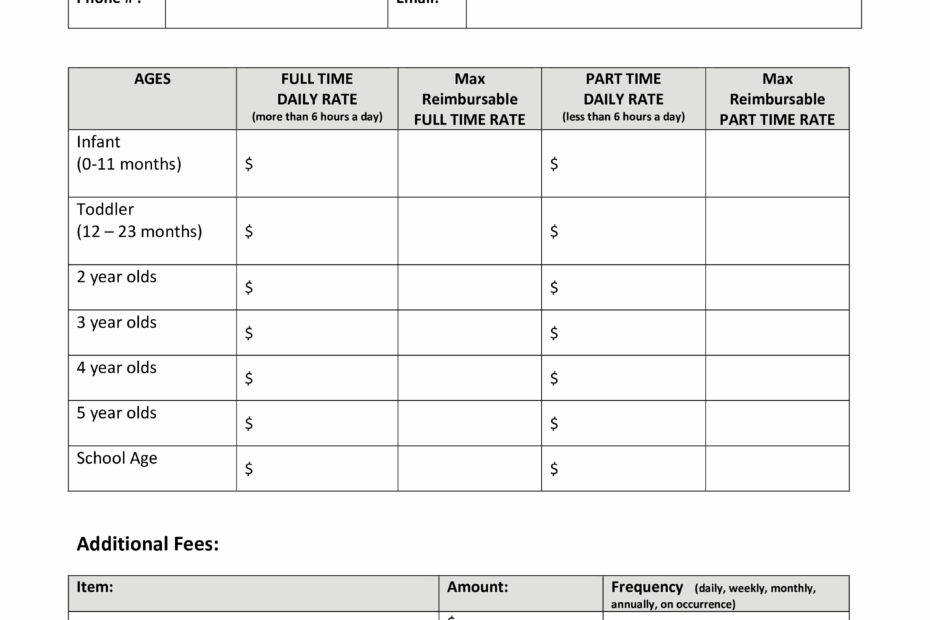 How To Create A Childcare Rate Sheet Download This Childcare Rate