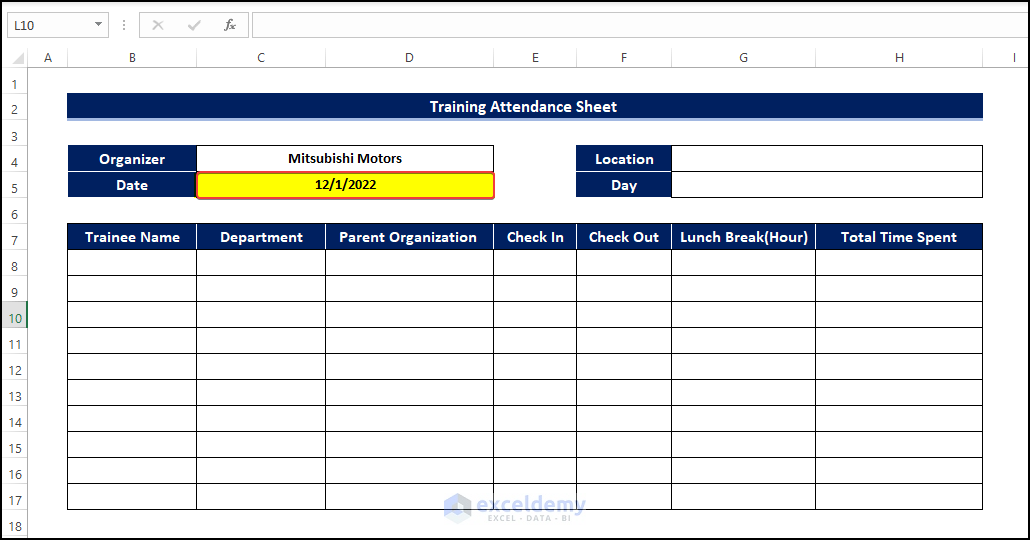 How To Create Training Attendance Sheet In Excel 3 Methods ExcelDemy