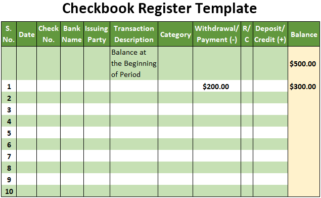 How To Use Check Register Template Excel