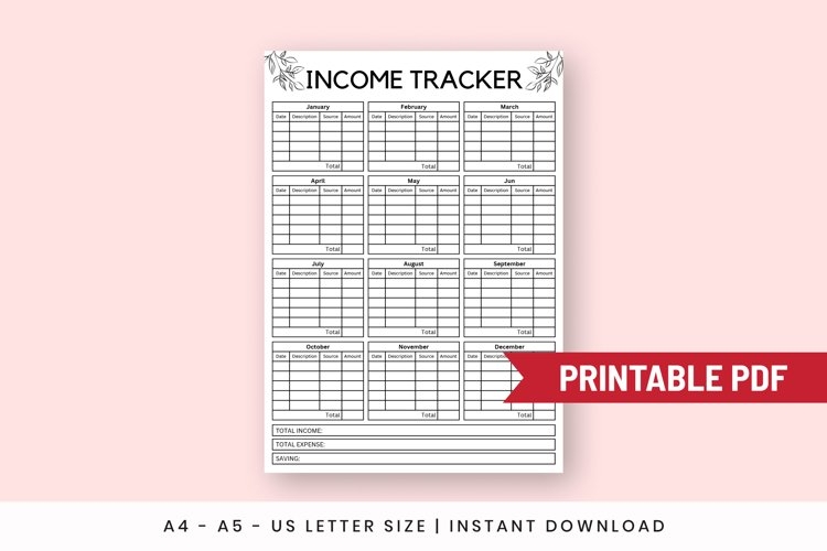 Income And Expense Tracker Printable Expense Tracker PDF Expense 