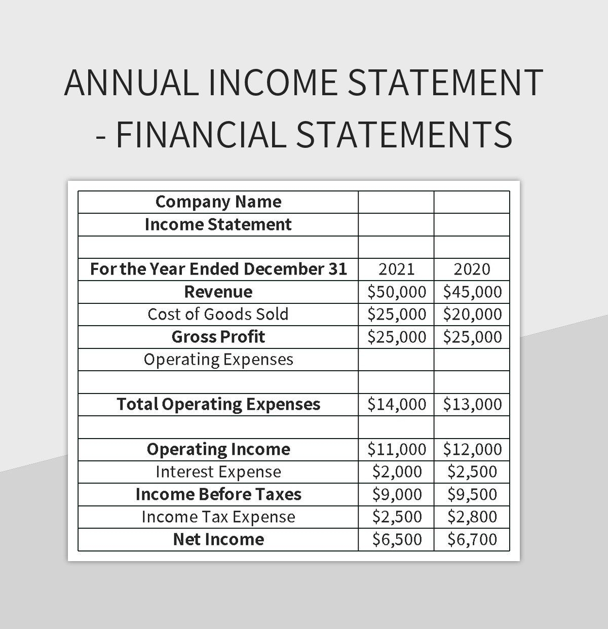 Income Statement Excel Template
