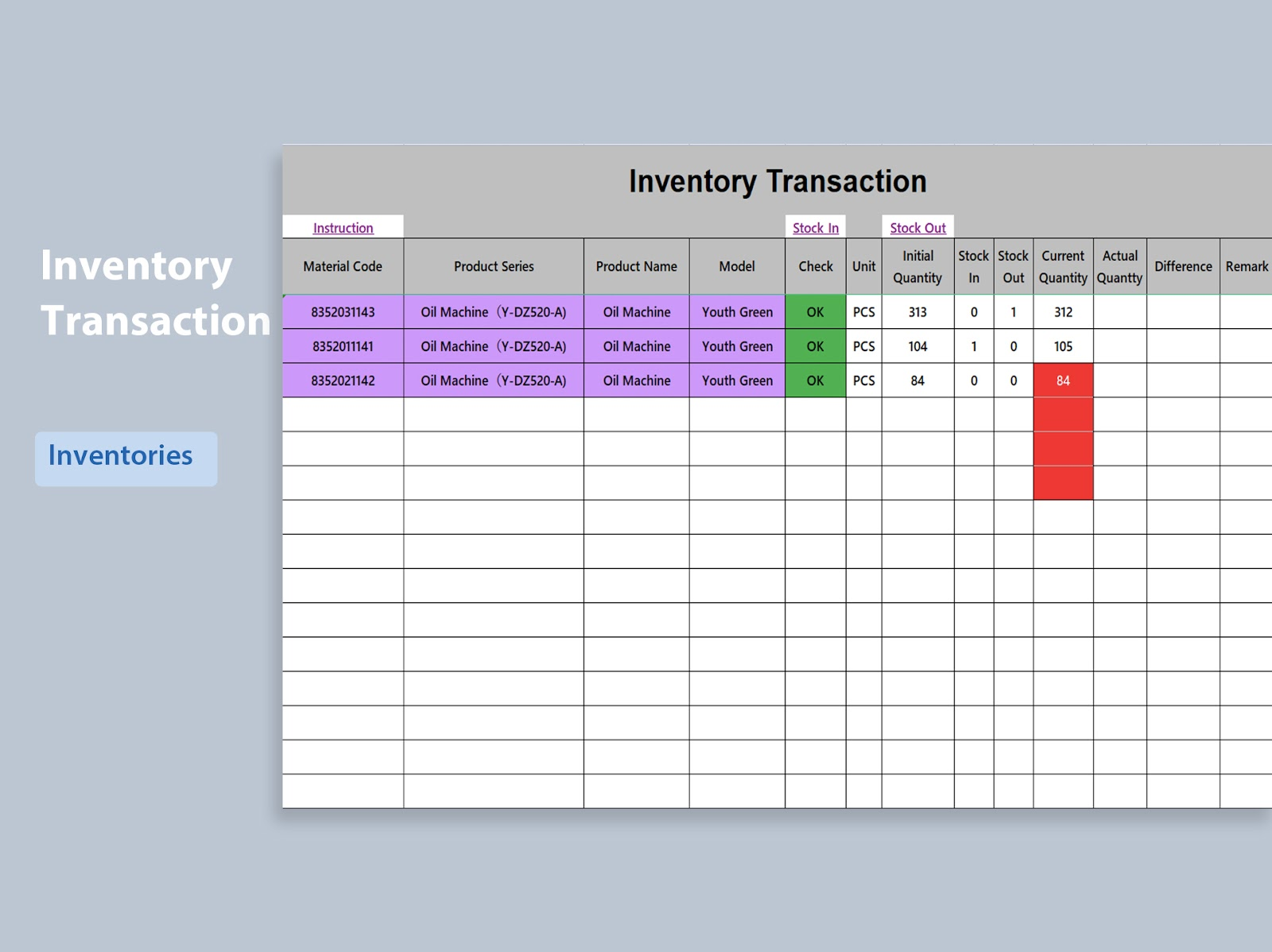 Inventory Spreadsheet Excel Template