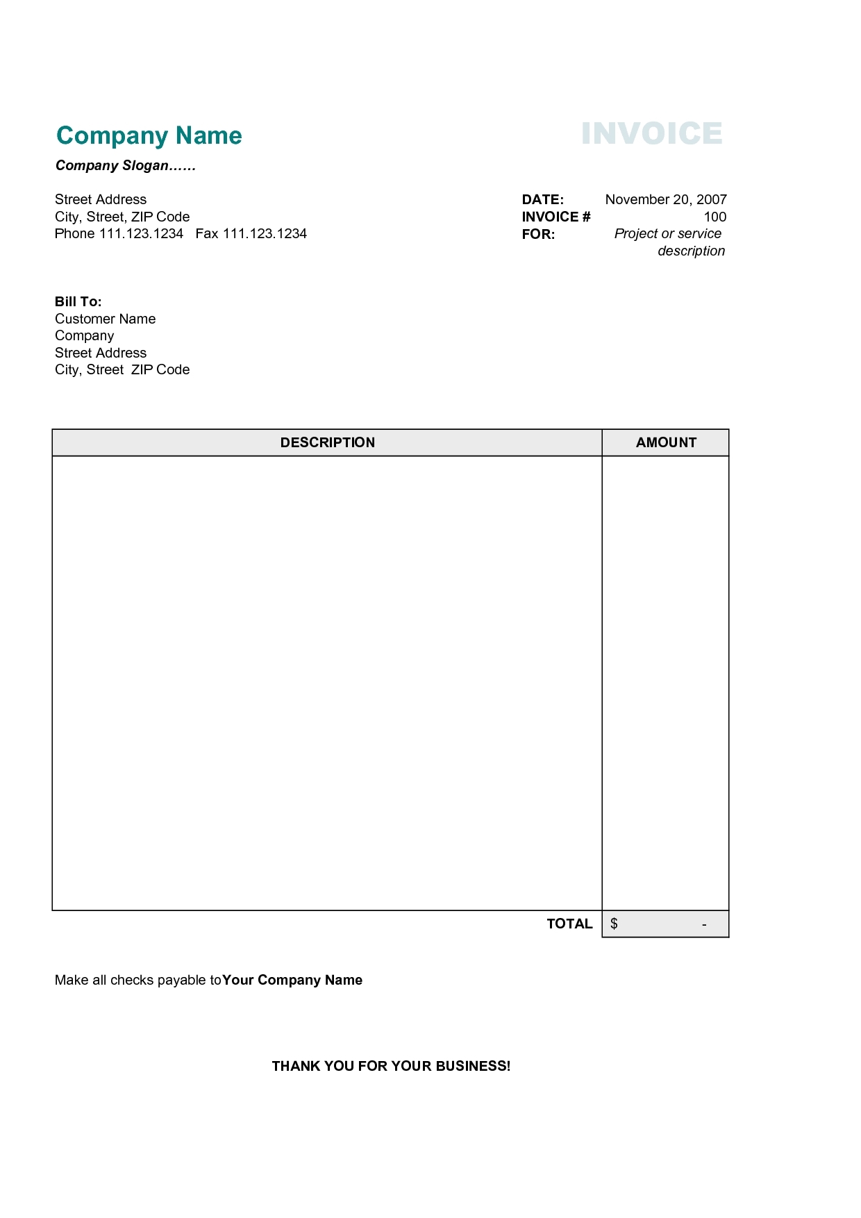 Invoice Excel Template