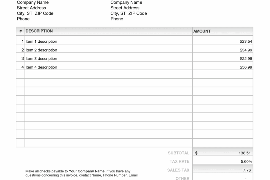 Invoice Template Excel Free Download Spreadsheet Templates For Busines