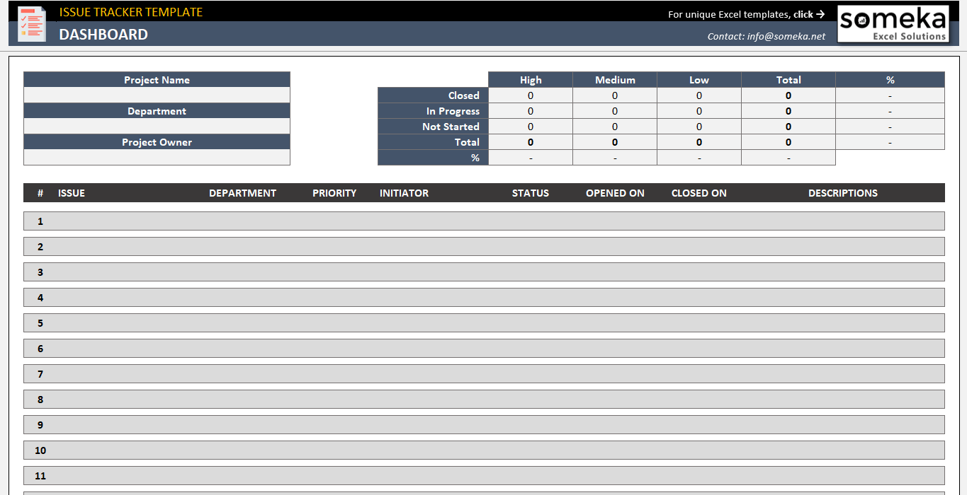 Issue Tracker Template Free Project Issue Tracking Template