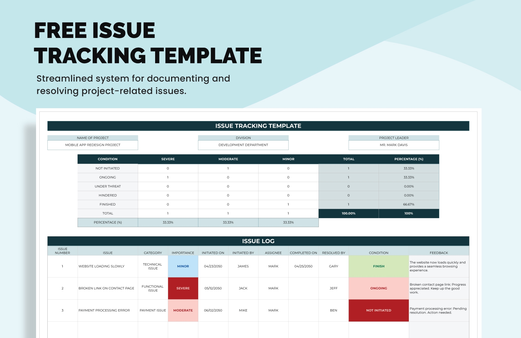 Issue Tracking Template In Excel Google Sheets Download