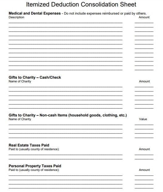 Itemized Deductions Template Web An Itemized Deduction Is A Particular