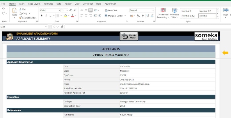 Job Application Excel Template Excel Template Job Application Hiring 