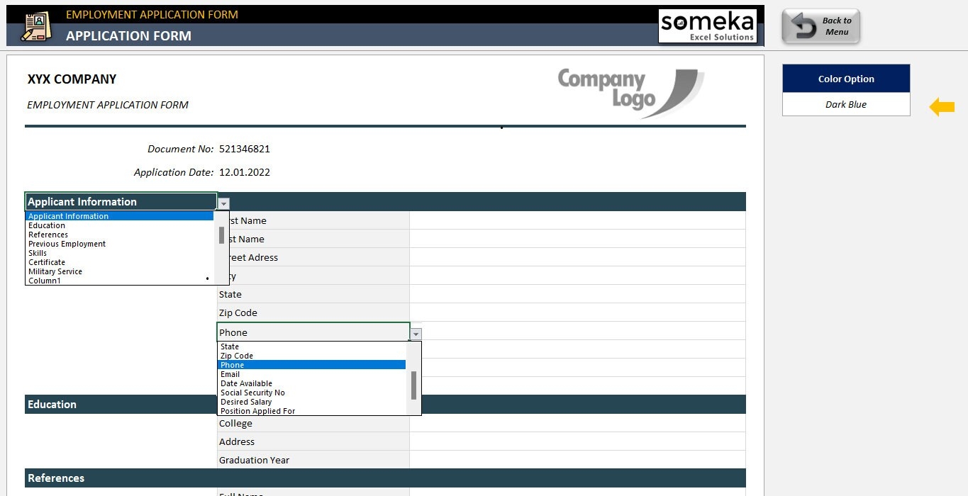 Job Application Excel Template Excel Template Job Application Hiring 