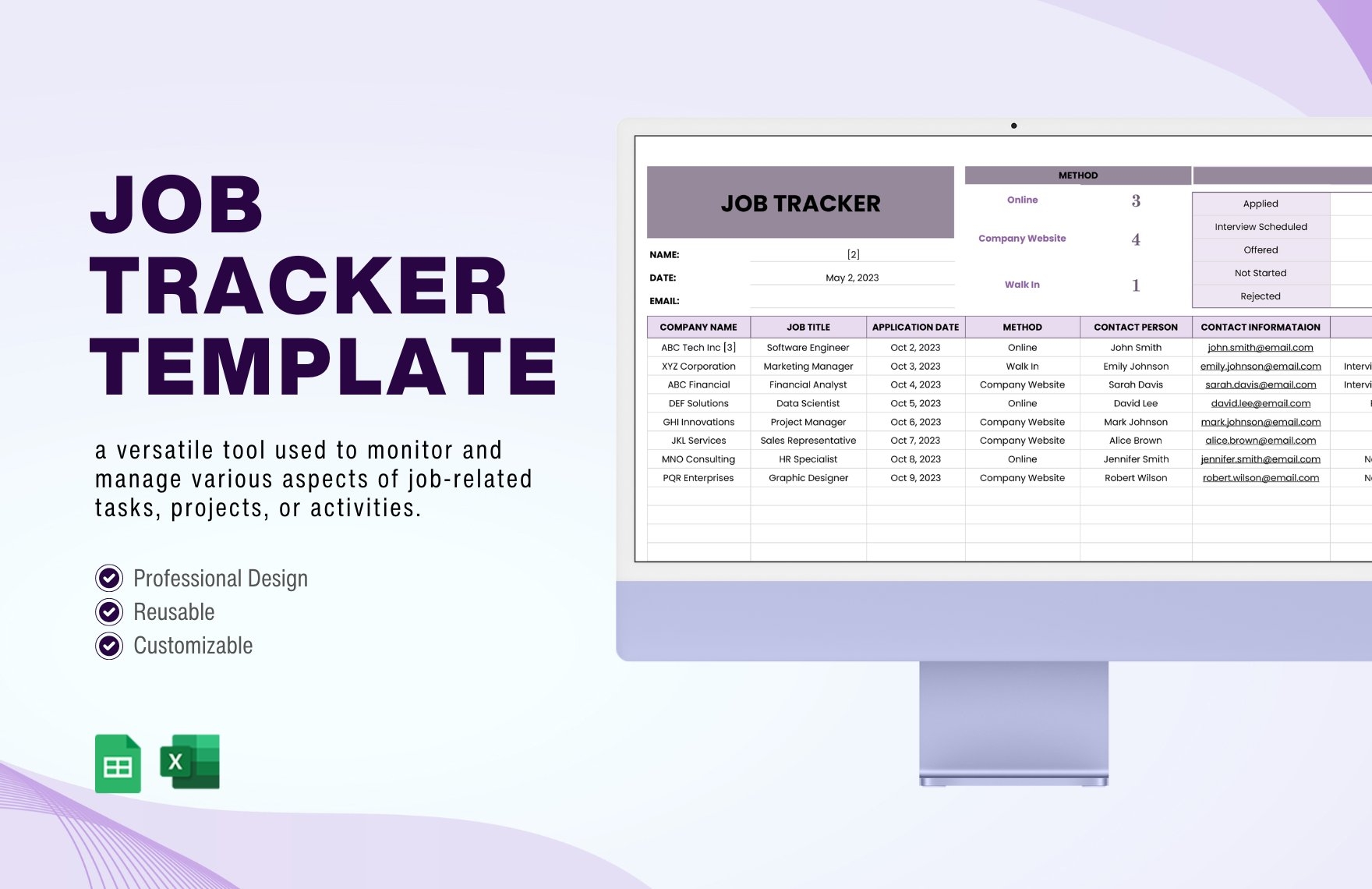 Job Tracker Template In Excel Google Sheets Download Template