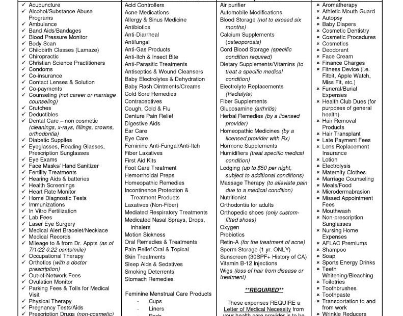 List Of Fsa Eligible Expenses 2025 Kandy Livvyy