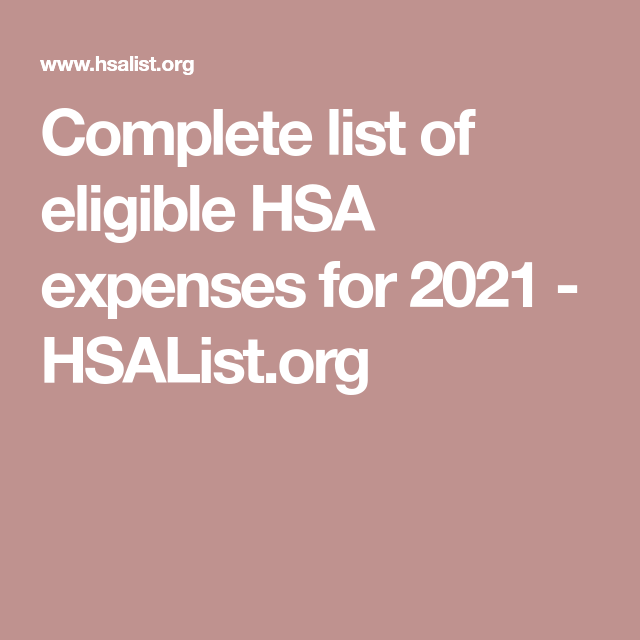 List Of Hsa Eligible Expenses 2025 Isaac L Dougherty