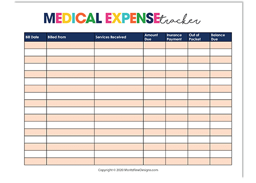 Medical Expense Tracker Printable Menskentucky
