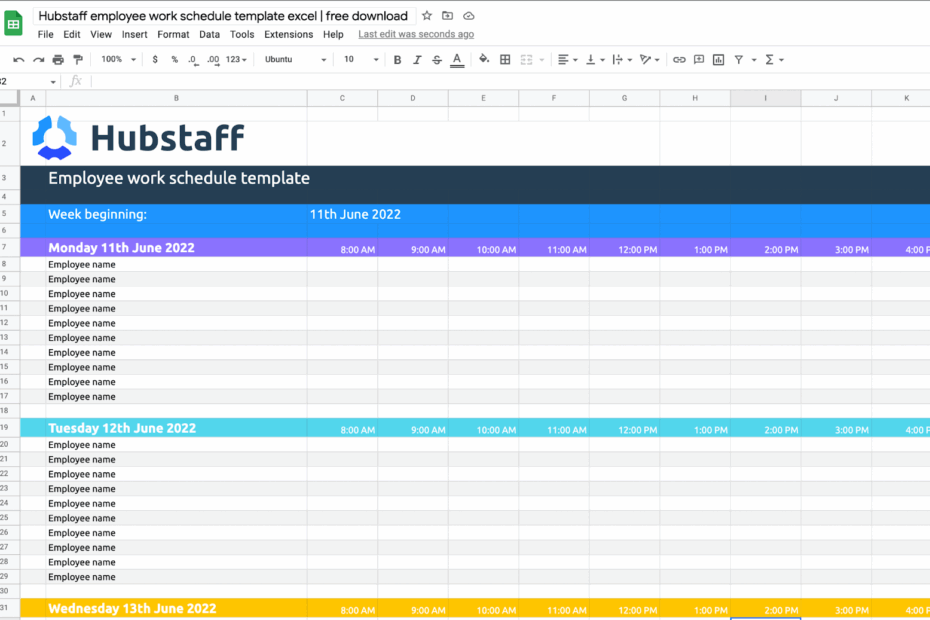 Microsoft Excel Employee Schedule Template