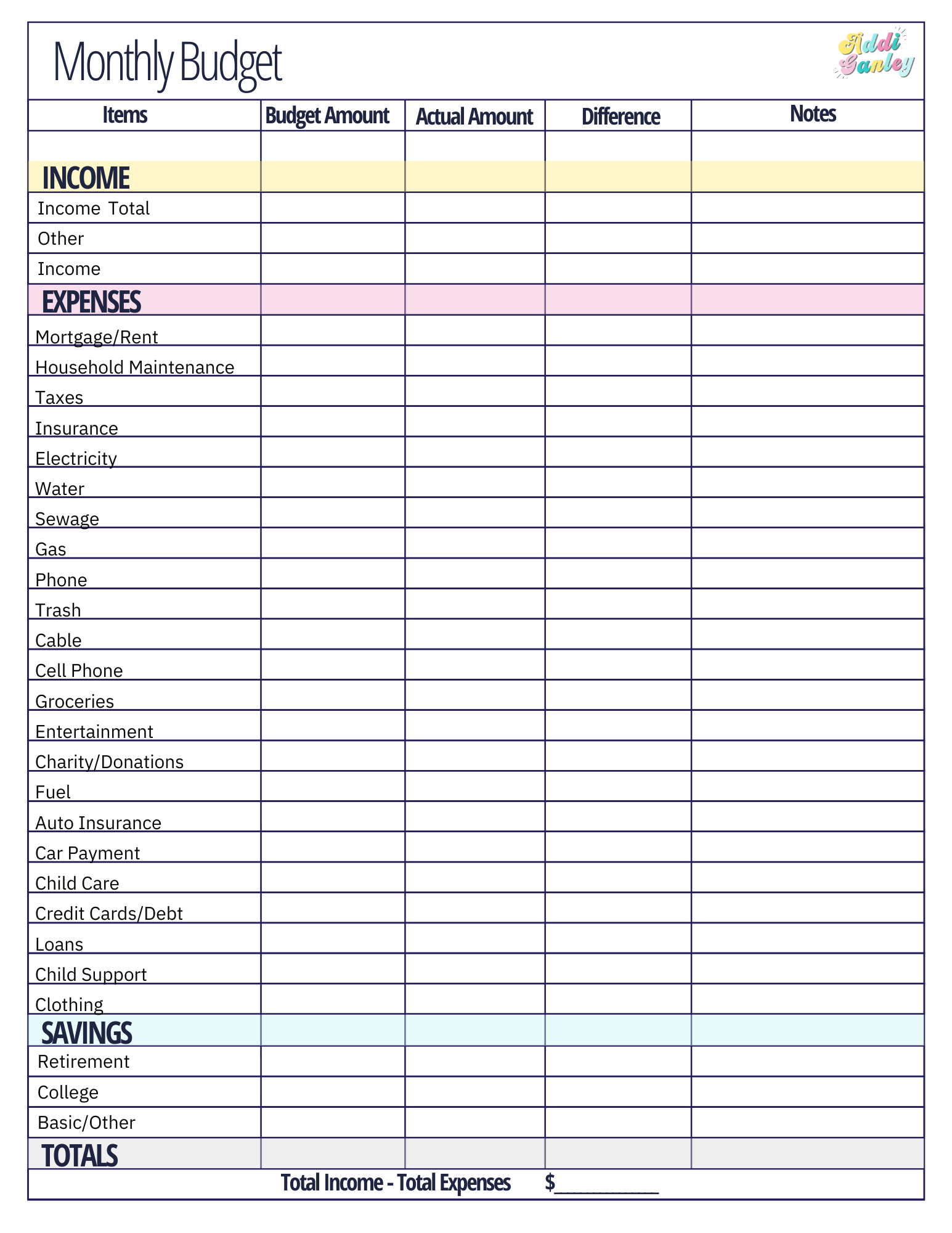 Monthly Budget Worksheet Printable Free Printable Form Templates And 