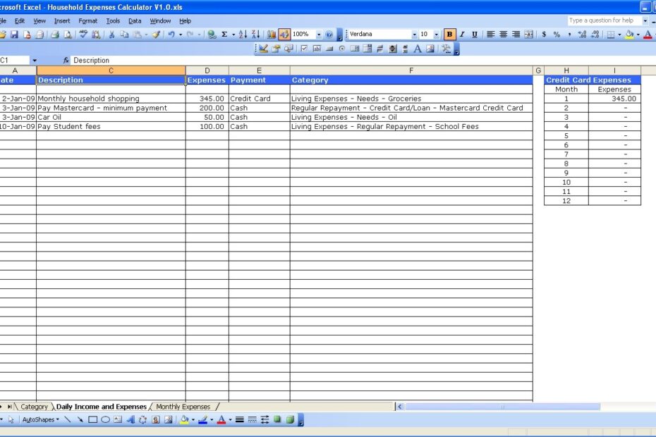 Monthly Business Expense Template 1 Db excel